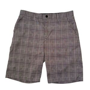 Travis Mathew Men's Gray Purple Plaid Flat Front Active Golf Shorts Size 32